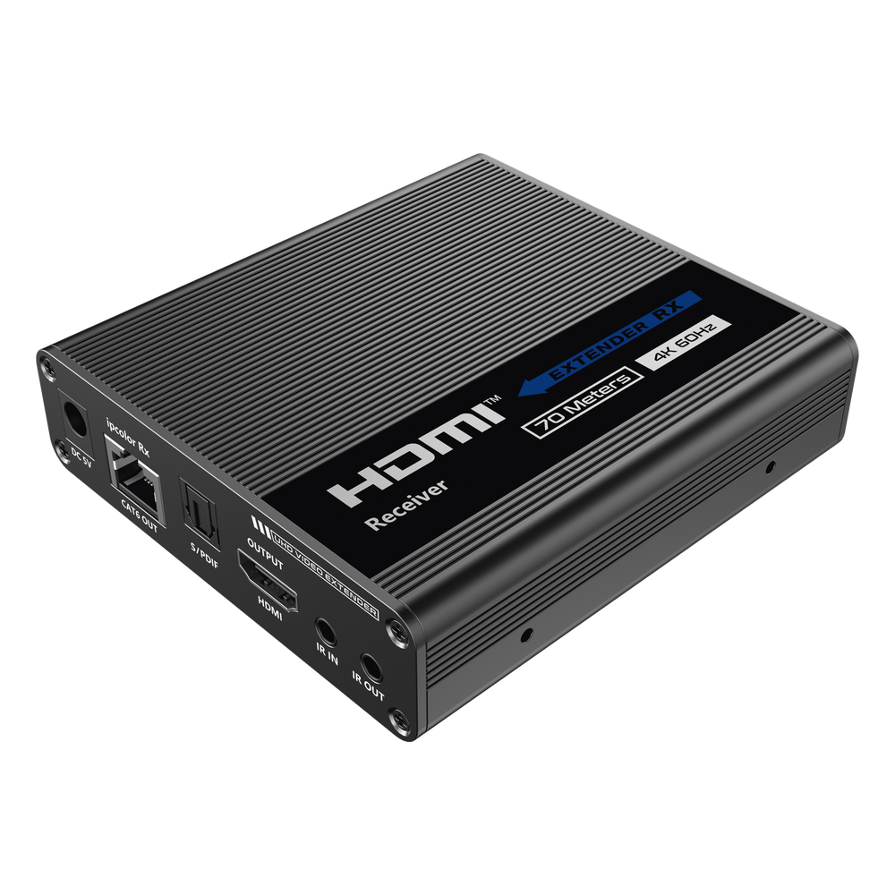 Receptor Compatible para Kits TT- 676 / 4K@60Hz con IR / Distancia de 70 Metros / Conexión en Cascada de hasta 10 Receptores con TT676.