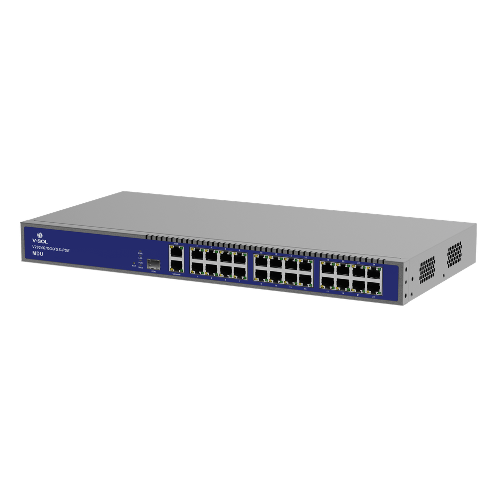 MDU Triple-mode PON (GPON/XGPON/XGSPON) / 24 Puertos PoE 802.3at Gigabit /  1 Puerto PON