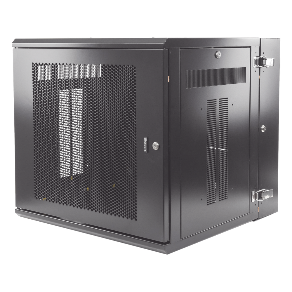 Gabinete PanZone de Montaje en Pared, de 19in, Puerta Ventilada, 12 UR, 635mm de Profundidad, Color Negro