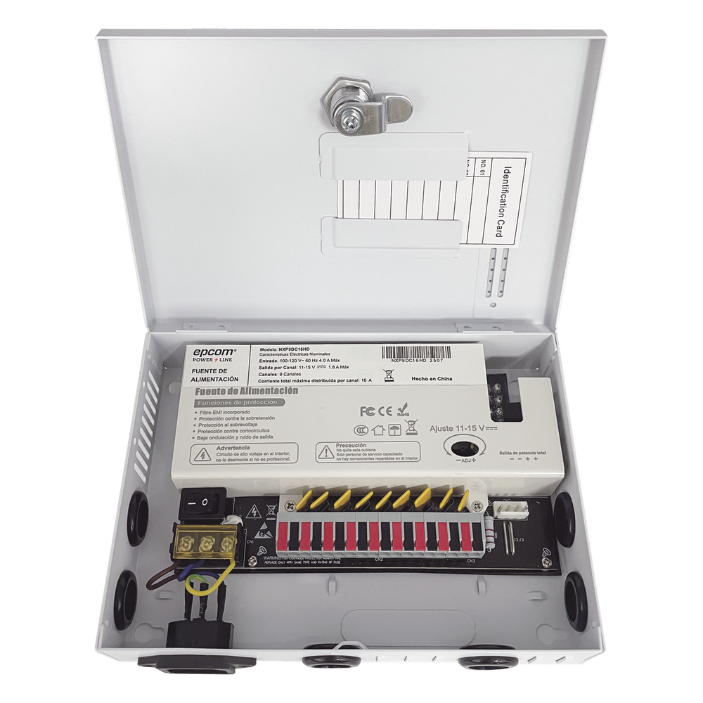 Fuente / 11-15 V / 9 canales / 16 A / Alta tecnología en seguridad / Doble ventilador / Hasta 1.8 Amperes por Salida / Filtro de ruido por canal / Diseño de alta gama.