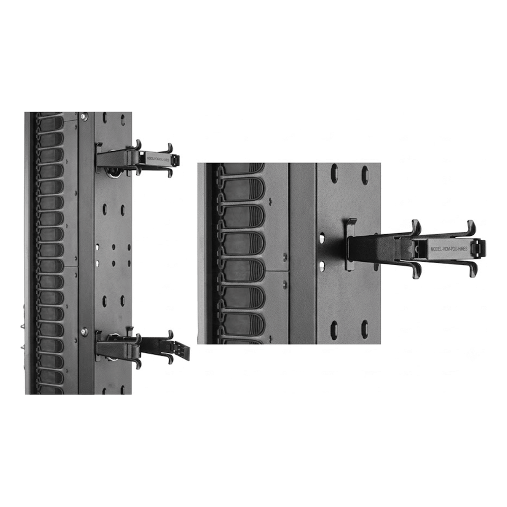 Organizador Vertical CableTek, Doble (Frontal y Posterior), Para Rack Abierto de 45 Unidades, 6 in de Ancho, Color Negro