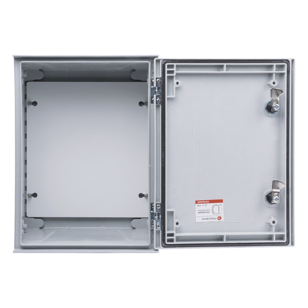 Gabinete de Poliéster IP65 Uso en Intemperie (300 x 400 x 200 mm) con Placa Trasera Interior de Plástico (Incluye Chapa y Llave).