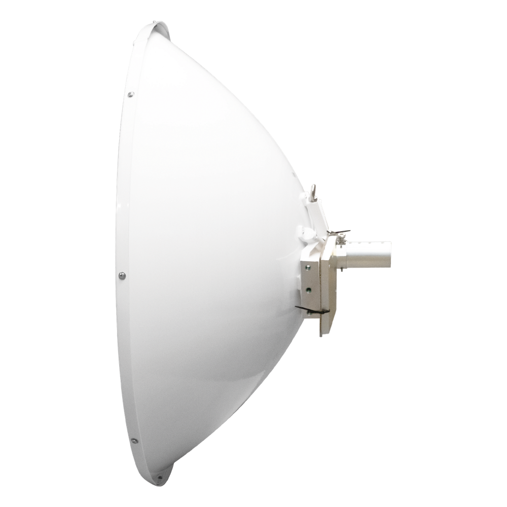 Antena Direccional de Alto Rendimiento/ Parábola profunda para mayor aislamiento al ruido  / 3 ft / 4.9 a 6.1 GHz / Ganancia de 32.1 ± 1 dBi / Soporte de acero inoxidable / polaridad en 90 ° y 45 ° / Incluye montaje.