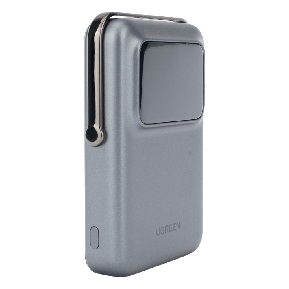 Power Bank Serie UNO Inalambrico | 10000mAh | 7.5W/20W  |  Con Emojis de Estado | Carga Rápida USB-C Bidireccional  | Pantalla TFT  Inteligente | Con Holder | Color Grey.
