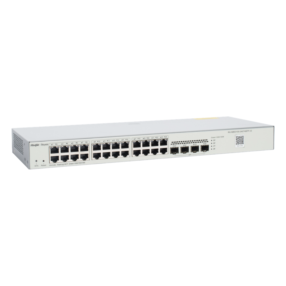 Switch Administrable L2, 24 Puertos Eth 1G, 4 puertos SFP 1G, Administración Remota en la Nube.