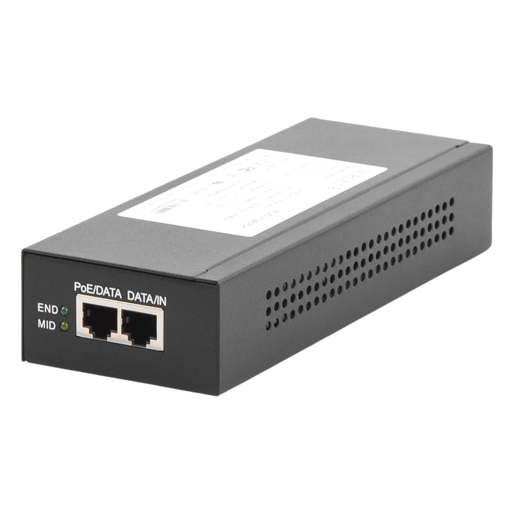Inyector Super Hi-PoE / 56 Vcc / 60 Watts / Para Domos HIKVISION PTZ / IP (-AE / DE) / Soporta 802.3 af / at / Para Aplicaciones de CCTV