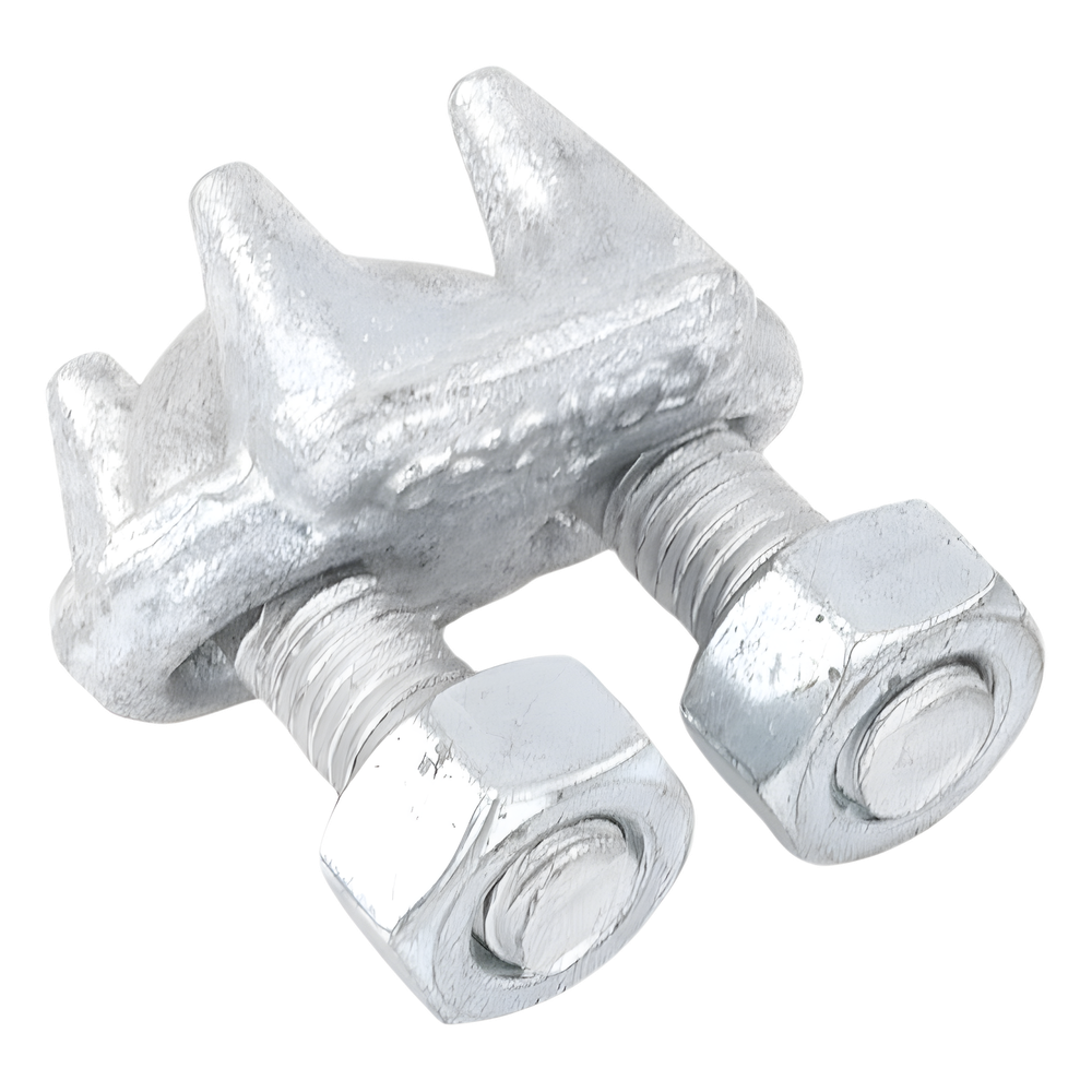 Nudo/ Perro/ Abrazadera Acero Forjado para Cable de 3/8", Galv. por Inmersión en Caliente.