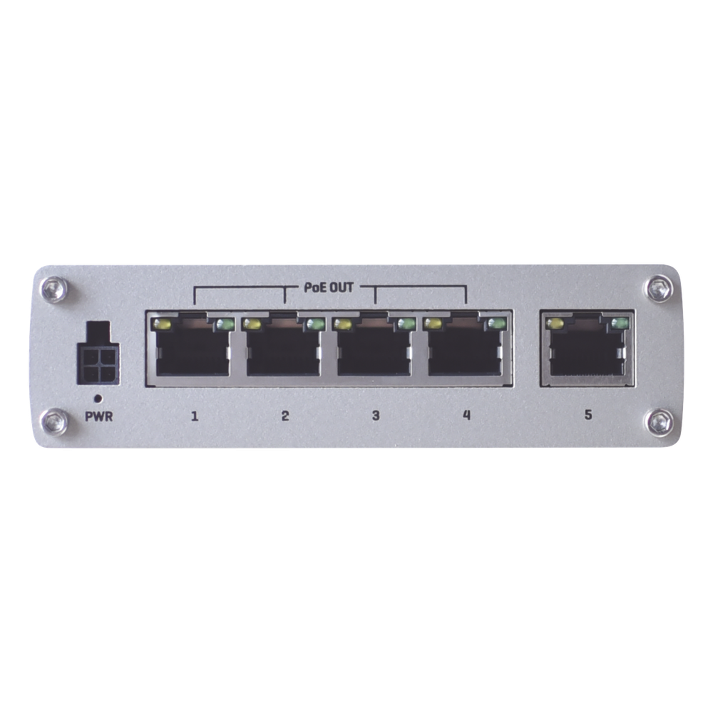Switch Industrial No-Administrable 5 puertos Gigabit, PoE en 4 puertos 802.3af/at (120W)