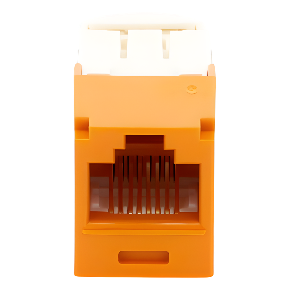 Conector Jack RJ45 Estilo TG, Mini-Com, Categoría 6, de 8 Posiciones y 8 Cables, Color Naranja