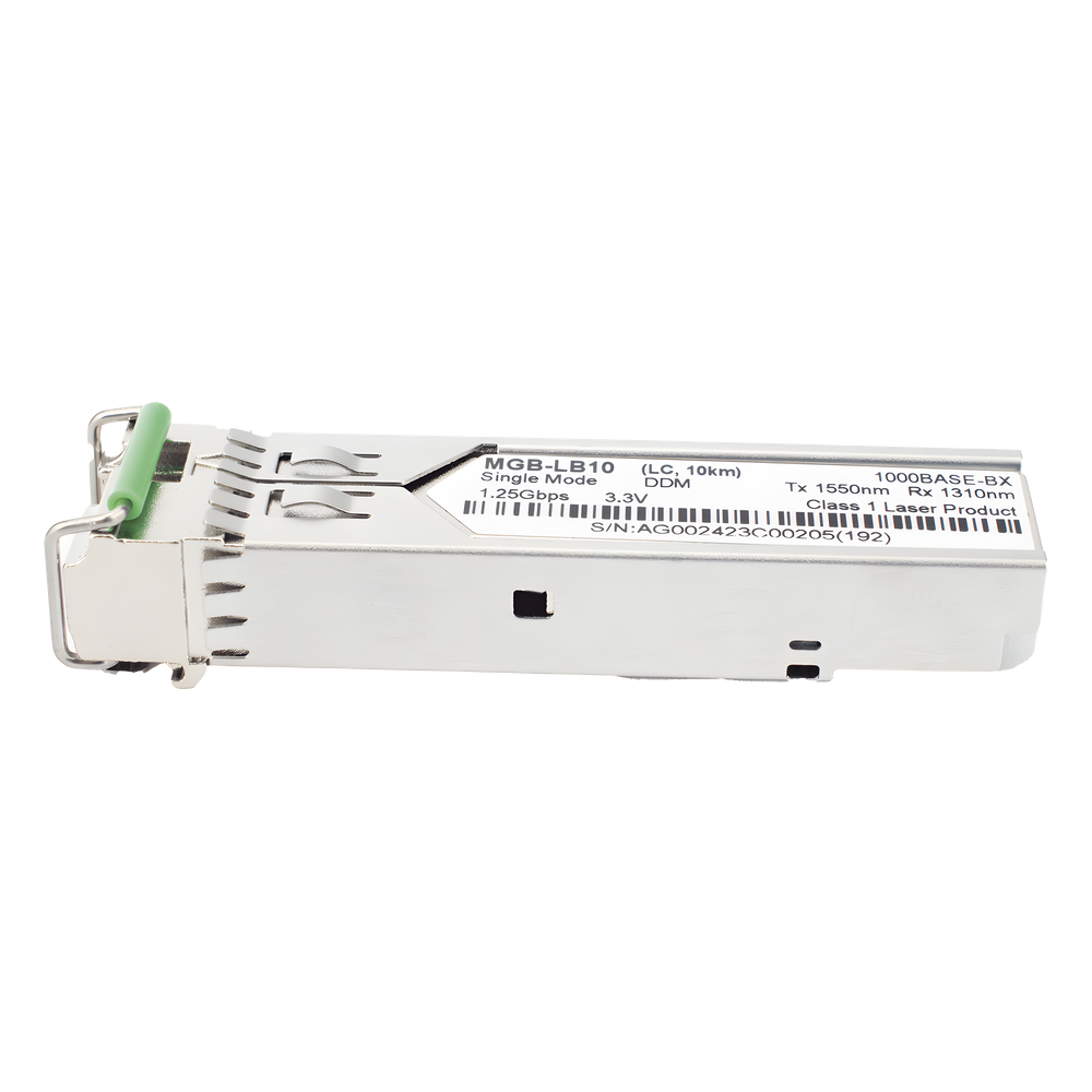 Transceptor mini-Gbic SFP 1G LC TX:1550nm RX:1310 para fibra Mono Modo 10 Km WDM, Requiere MGB-LA10