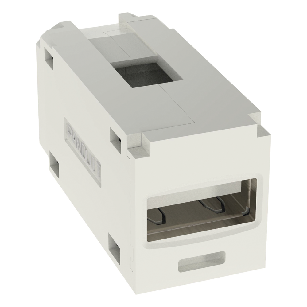 Módulo Acoplador USB 2.0, Hembra a Hembra, Tipo Mini-Com, Color Blanco Mate