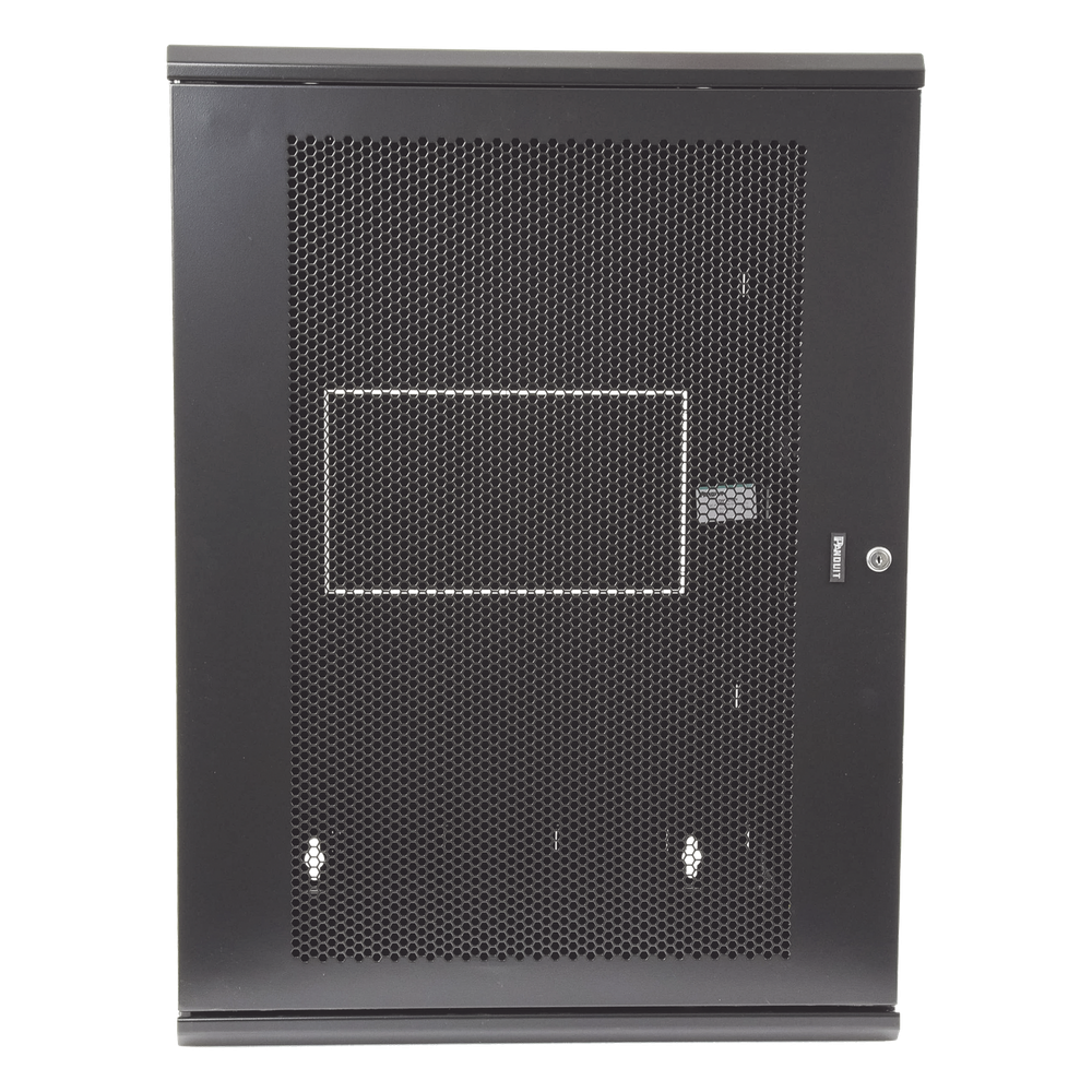 Gabinete PanZone de Montaje en Pared, de 19in, Puerta Ventilada, 18 UR, 635mm de Profundidad, Color Negro