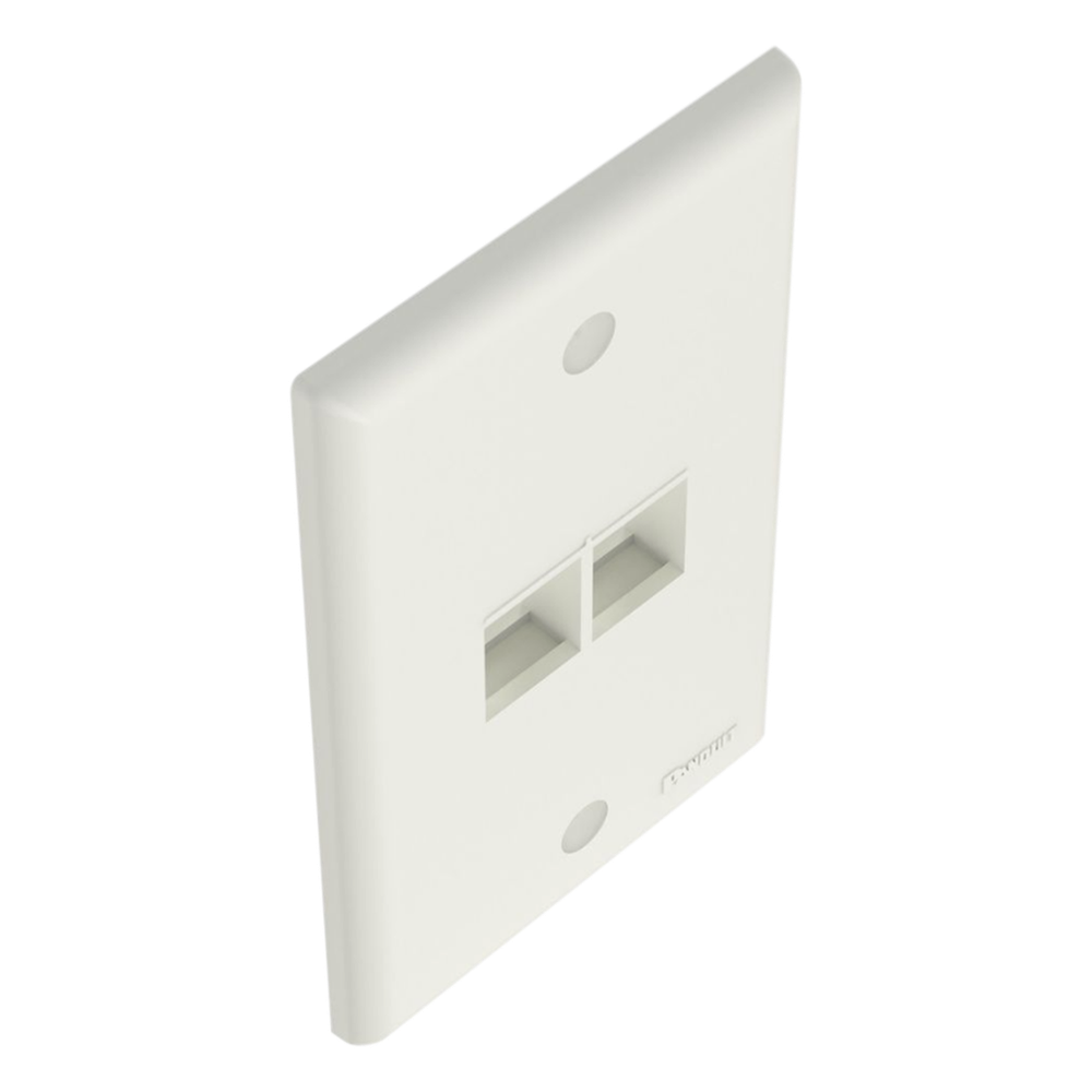 Placa de Pared Vertical, Salida Para 2 Puertos Keystone, Color Blanco Mate