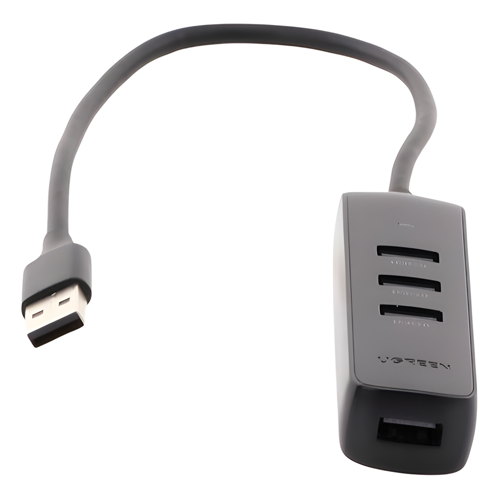 HUB USB-A 3.0 4 en 1 | 4 Puertos USB-A 3.0 (5Gbps) | Cable de 25 cm | Indicador Led | Ideal para Transferencia de Datos | Entrada USB-C para alimentar equipos de mayor consumo como discos duros | Color Negro.