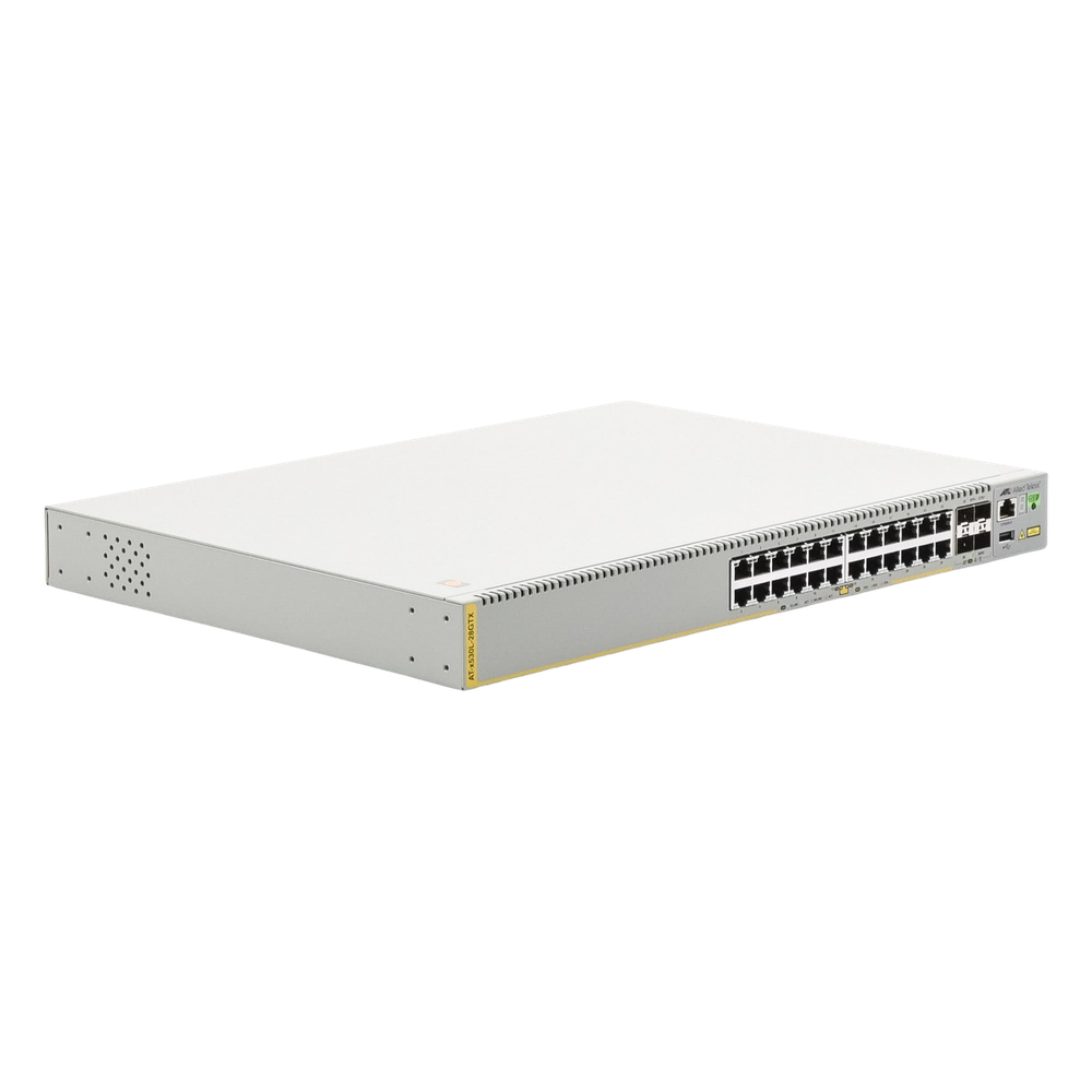 Switch inteligente de distribución o core, Stackeable, Capa 3, 24 x 1000 Mbps + 4 x SFP+ 10 G, Doble fuente de alimentación redundante