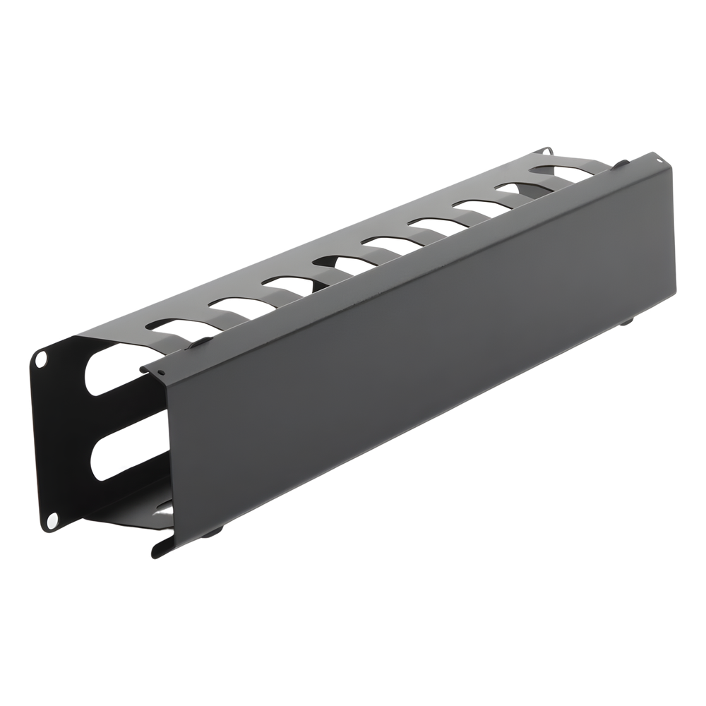 Organizador de Cables Horizontal de 2U para Rack de 19" con Cubierta Metálica