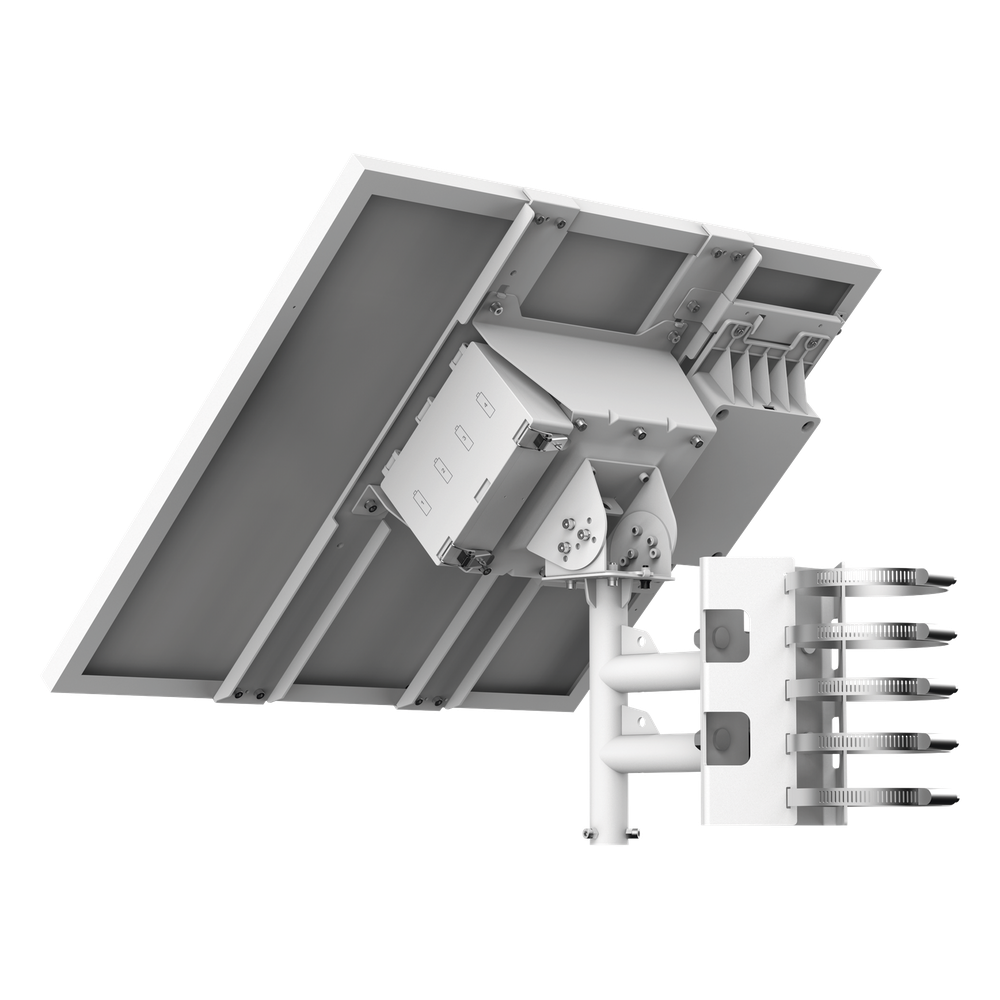 Kit Solar de alimentación / Panel Solar / Batería de Respaldo de Litio 360 Wh / 2 Salidas de 12 Vcd / Accesorios de Instalación / Uso en Exterior IP66