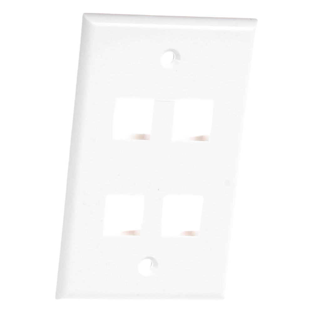 Placa de Pared de 4 Puertos, Keystone, Color Blanco