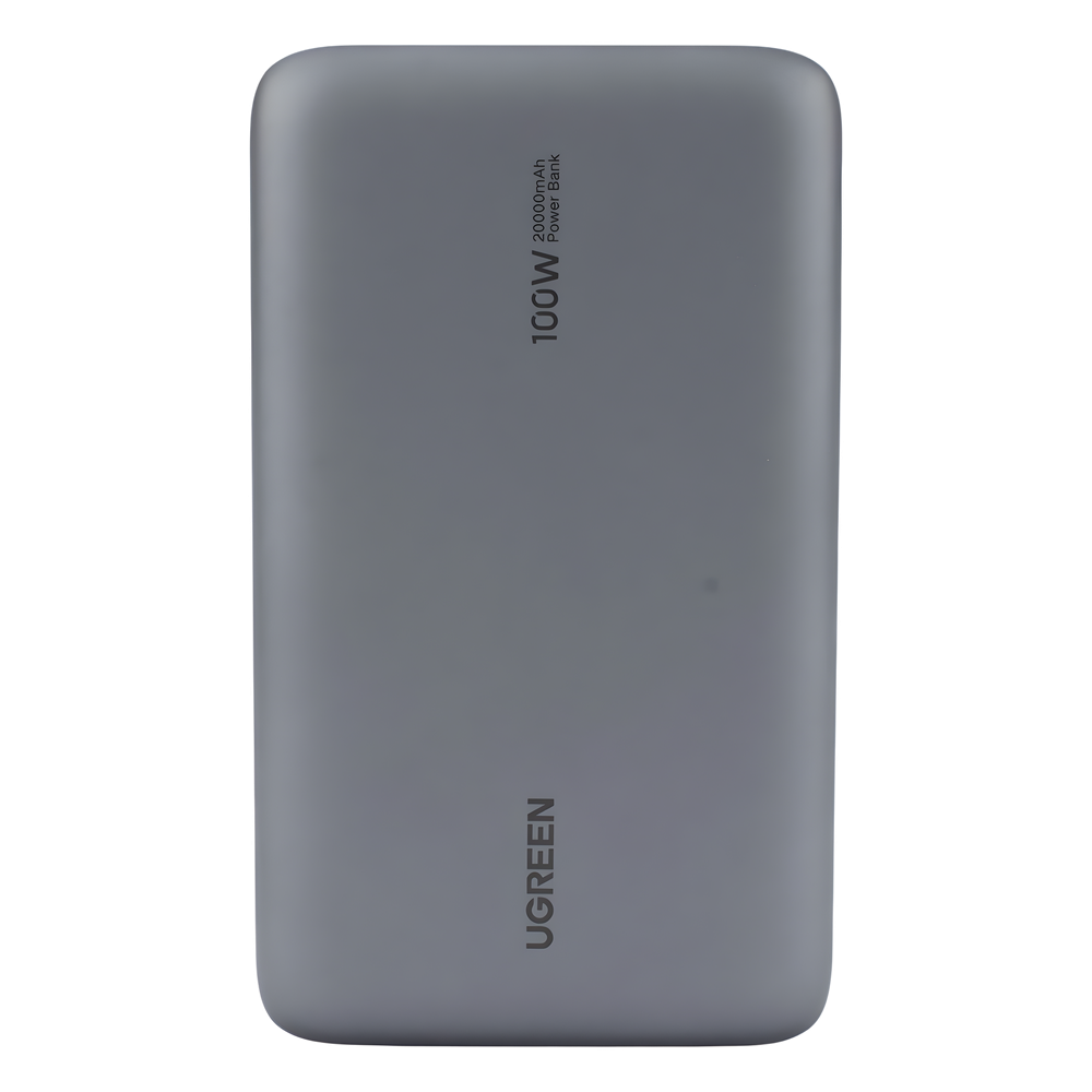Power Bank de 20000mAh | 3 Salidas 100W Max. | USB-A + 2 USB-C | PD 3.0 | QC3.0 | FCP | SCP | Pantalla Inteligente | Carcasa Ignifuga | Color Gris | Incluye Cable USB de 50cm | Carga tu Laptop de Manera Segura.