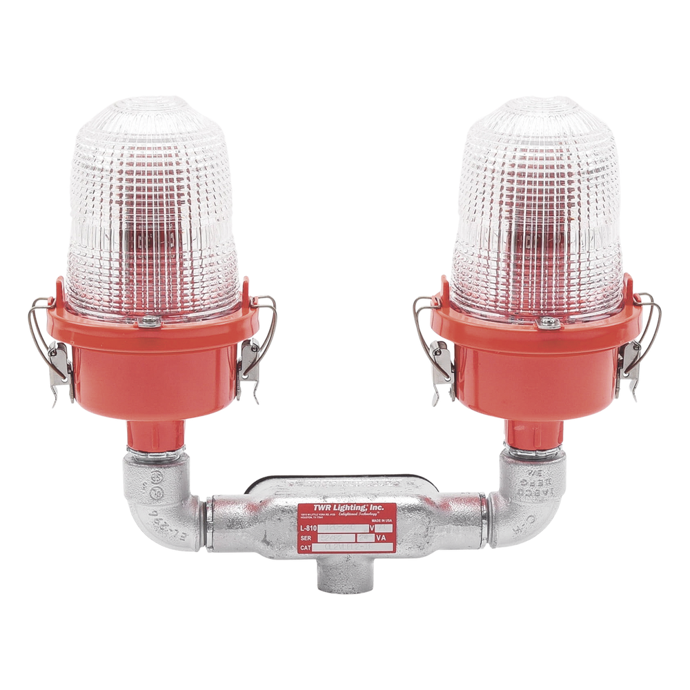 Lámpara de Obstrucción Roja Certificada/ Luz Fija Tipo L-810 Doble LED/ 120 - 240 Vca/ Luz Infraroja