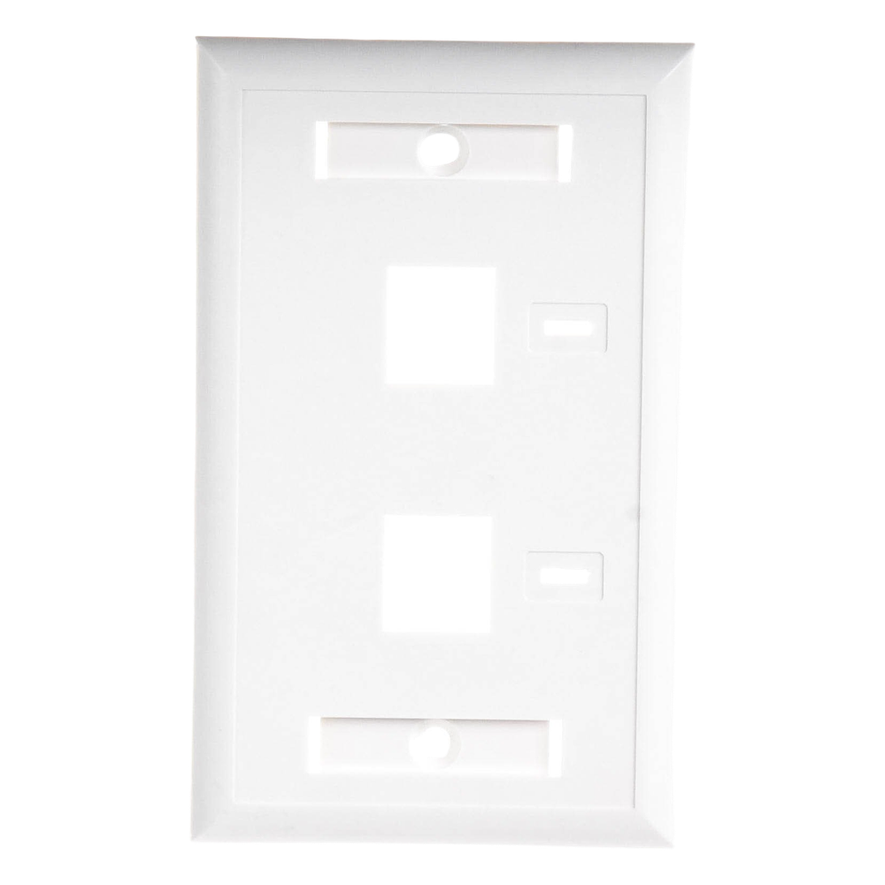 Placa de Pared de 2 Puertos, Keystone, con Espacio para Etiqueta, Color Blanco
