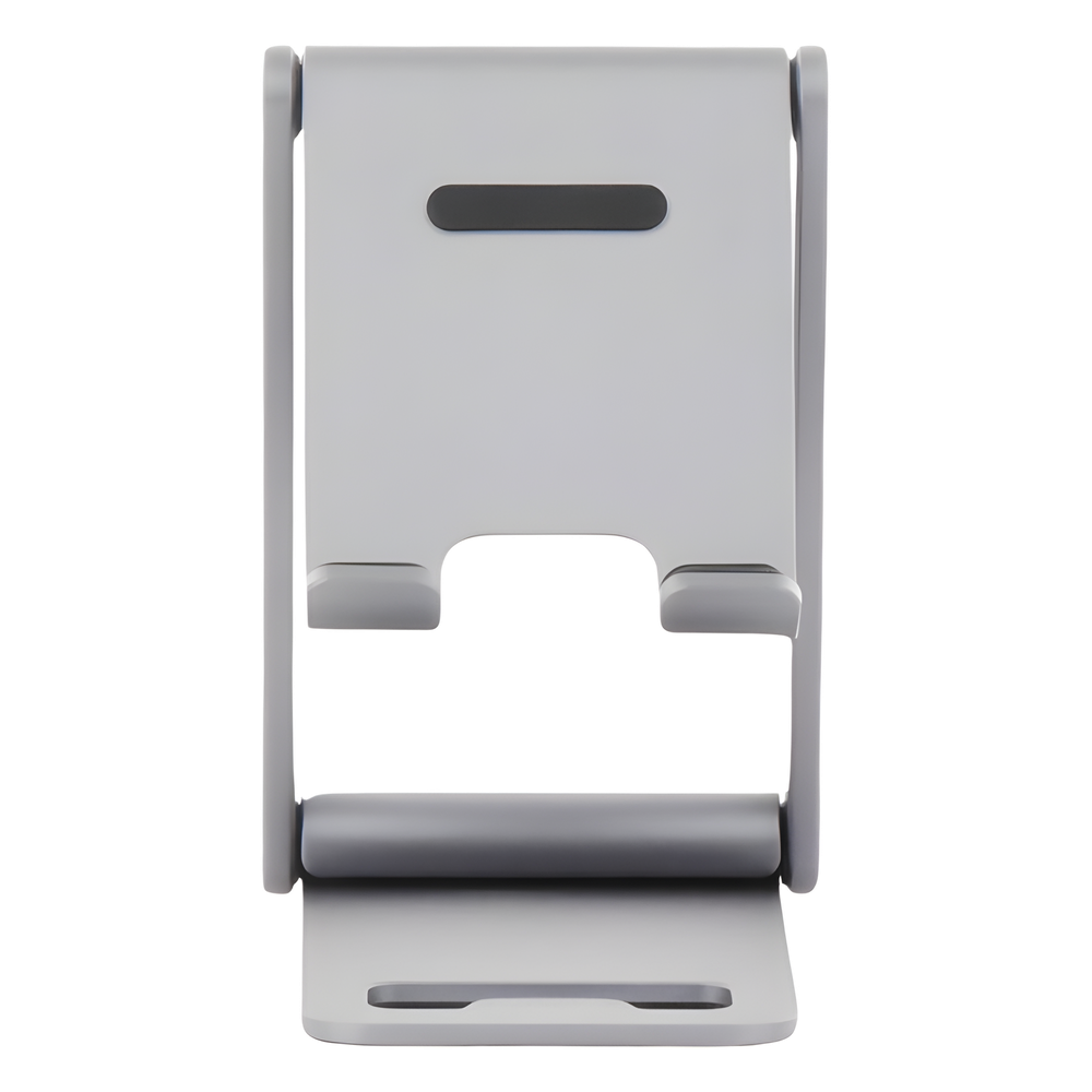 Soporte para Teléfono Celular de Aluminio | Angulo Ajustable | Amplia Compatibilidad con dispositivos de 4.7'' a 7.9'' | Antideslizante | Antiarañazos | Plegable | Color Gris.
