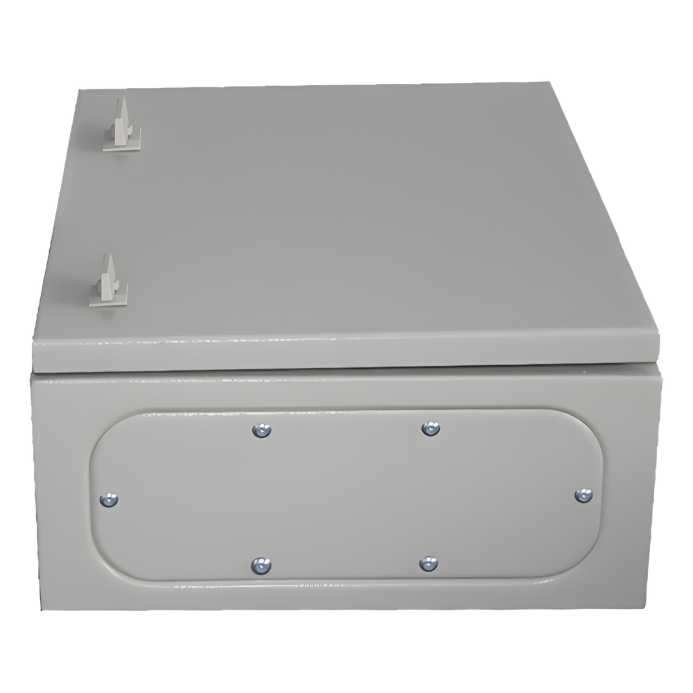 Gabinete de Acero IP66 Uso en Intemperie (500 x 700 x 250 mm) con Placa Trasera Interior Metálica y Compuerta Inferior Atornillable (Incluye Chapa y Llave T).