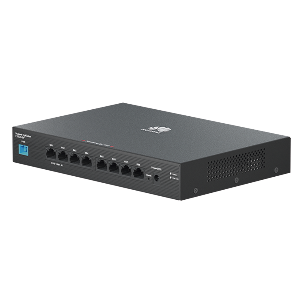 HUAWEI MiniFTTO - ONU PoE / 8 puertos 10/100/1000Mbps PoE + 1  PON (SC/UPC)/ Downstream 2.488 Gbps / Upstream 1.244 Gbps / modo puente / 120 W/ Administración Nube