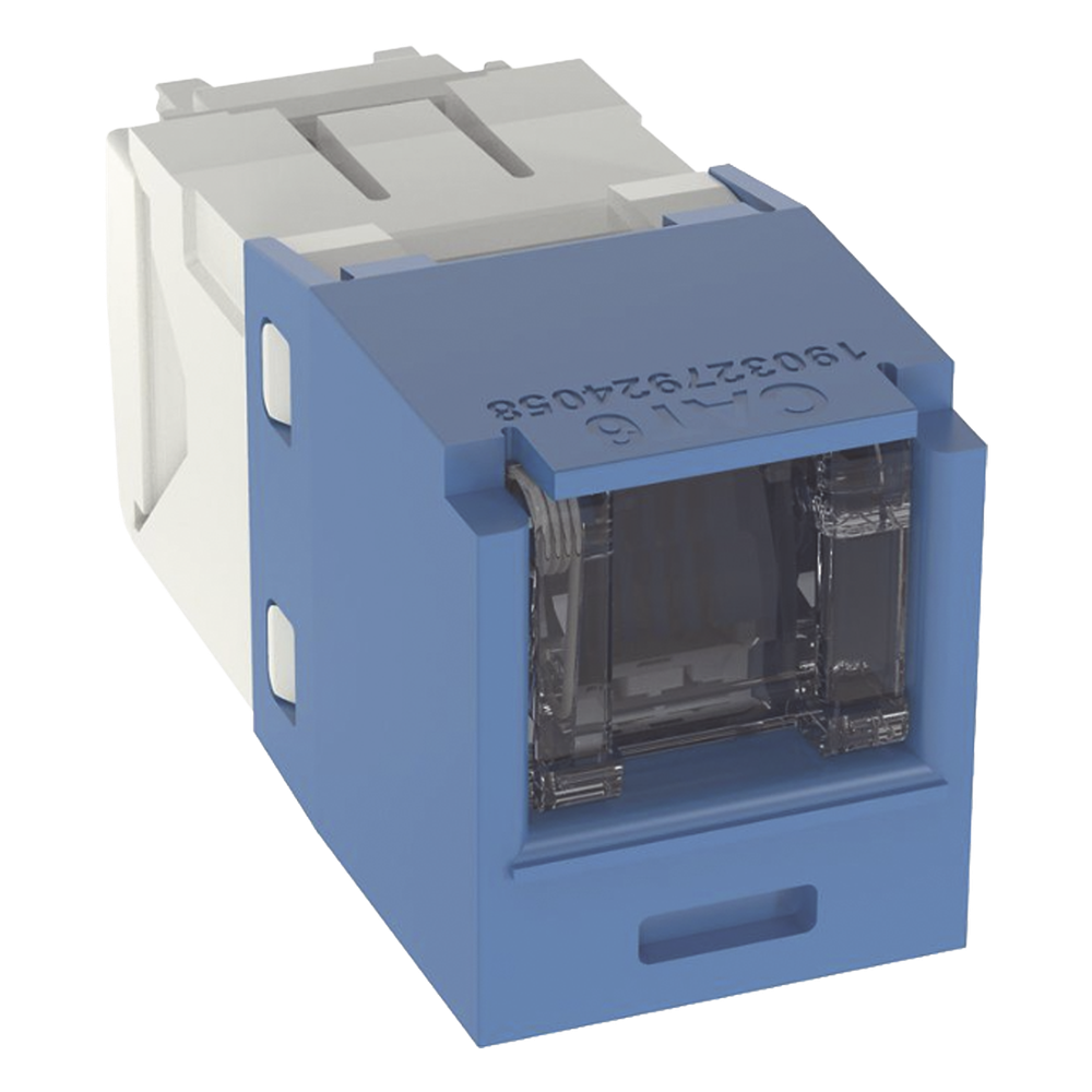 Conector Jack RJ45 Estilo TG con Ventana, Mini-Com, Categoría 6, de 8 Posiciones y 8 Cables, Color Azul