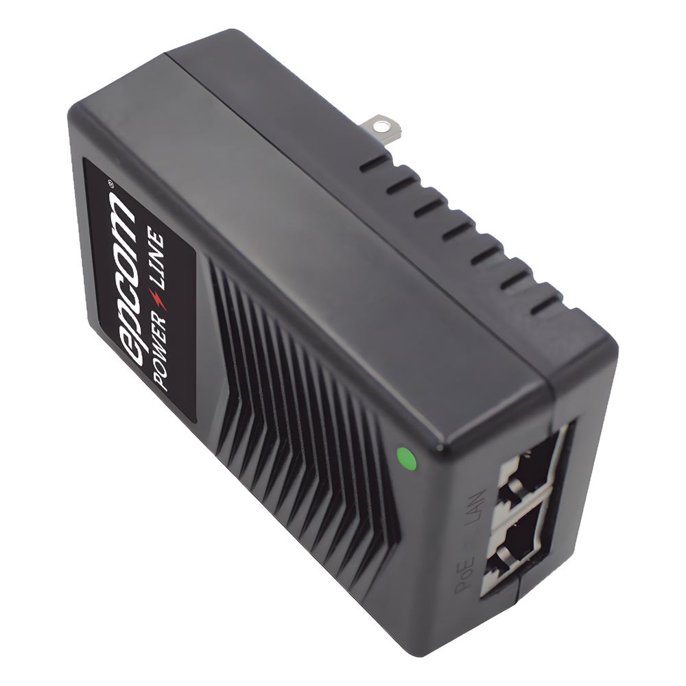 Adaptador de pared / Inyector PoE / 24 Vcc / 1 A / Controlado por chip IC / Protección contra OV, OC, SC, UV/  Fácil de instalar