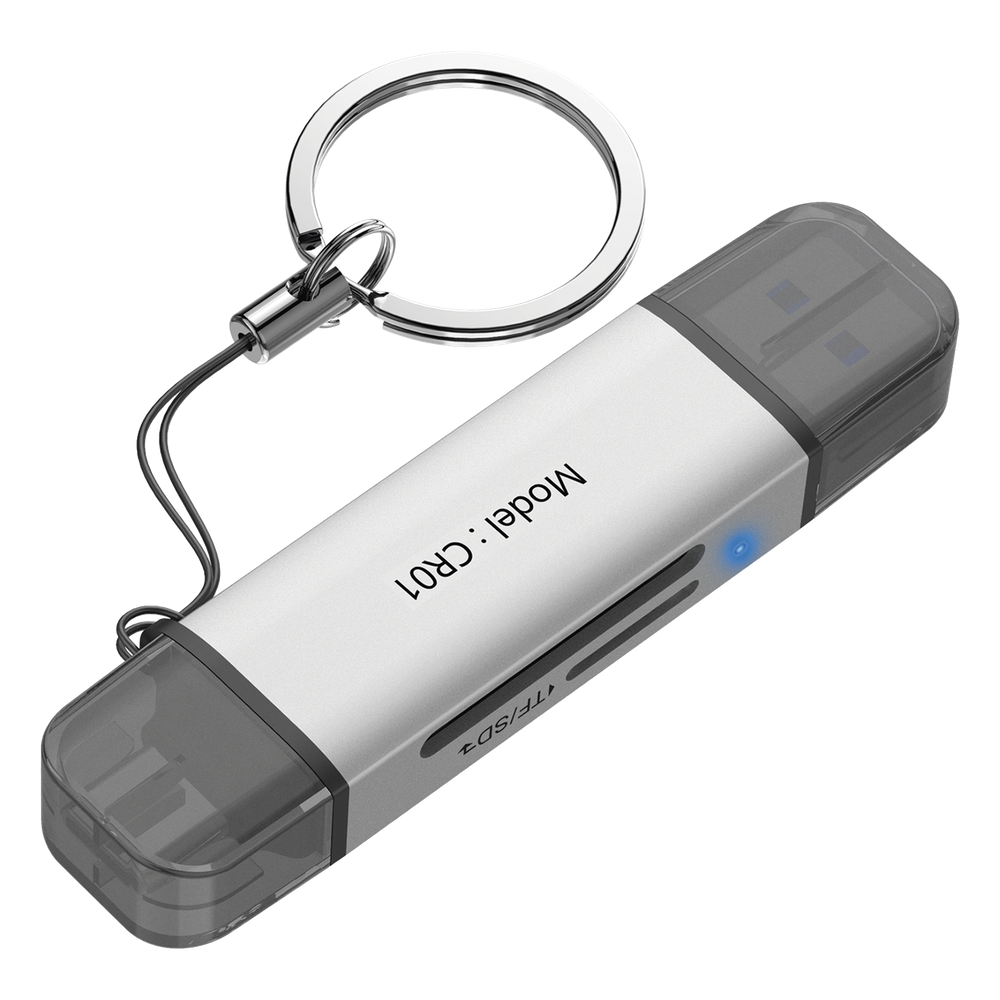 Lector de Tarjetas 2 en 1 / Conector Dual USB-A y USB-C / Soporta SD y Micro SD / 5 Gbps / Aleación de Aluminio