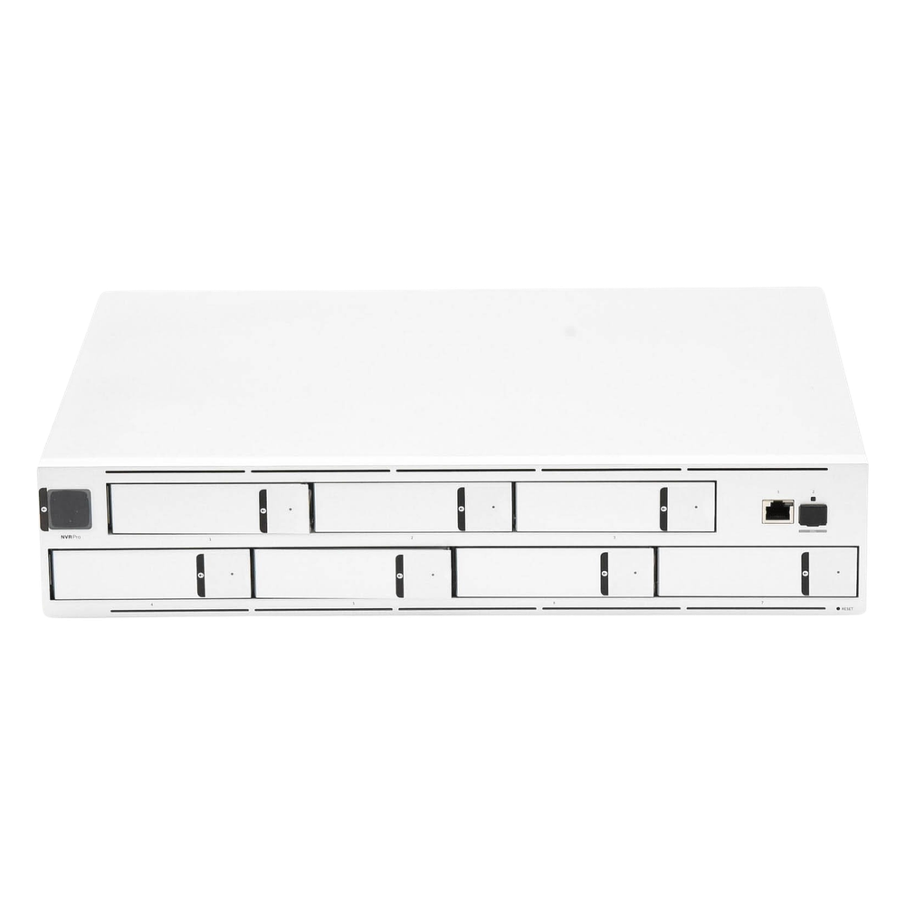 NVR PRO UniFi Protect, con bahía  para 7 discos duros, almacena hasta 20 cámaras 4k o 60 cámaras 1080p, pantalla táctil