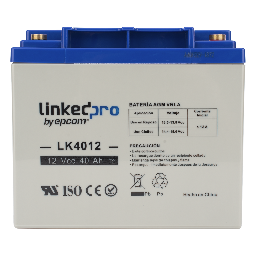 Batería de respaldo 12 V | 40 Ah | AGM | Especial para Seguridad Electrónica | UPS | Sistemas de Emergencia | Certificada UL | Vida útil 5 años | Terminales T2