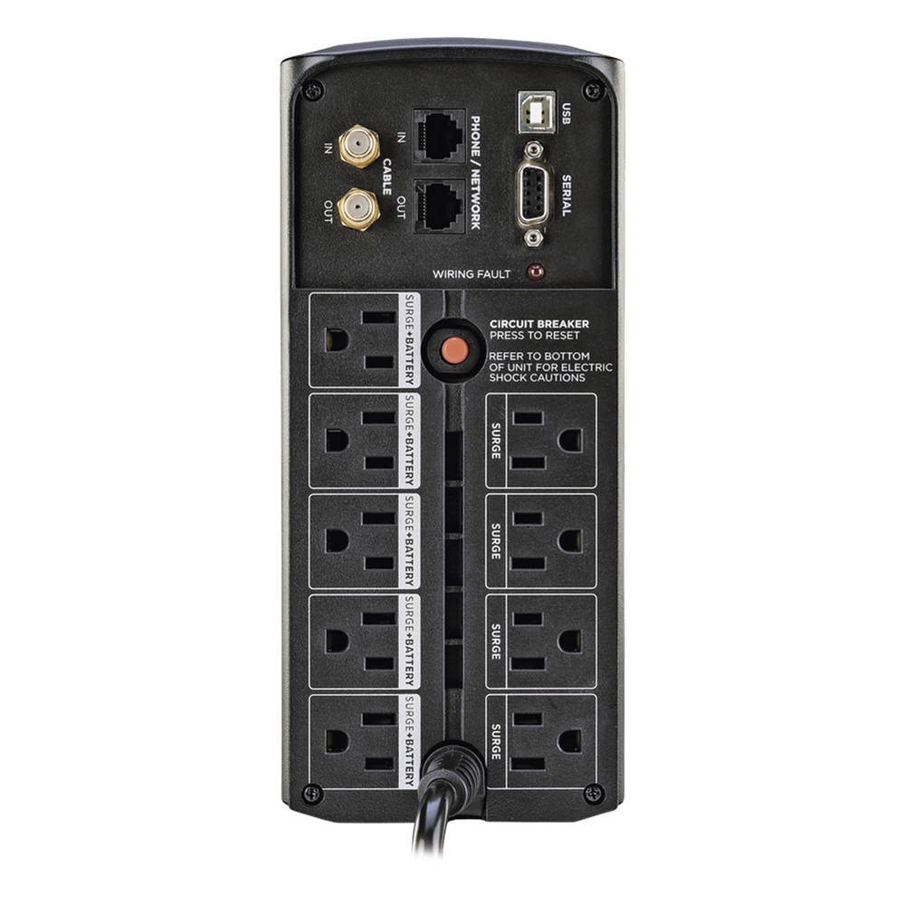 UPS de 1000 VA/600 W, Topología Línea Interactiva, Entrada 120 Vca NEMA 5-15P, Tipo Mini Torre, Con 9 Tomas NEMA 5-15R
