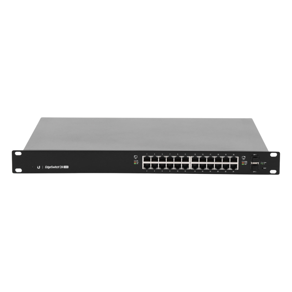 Switch EdgeMAX administrable de 24 puertos Gigabit con PoE+/PoE Pasivo 24V + 2 Puertos SFP, 250 W