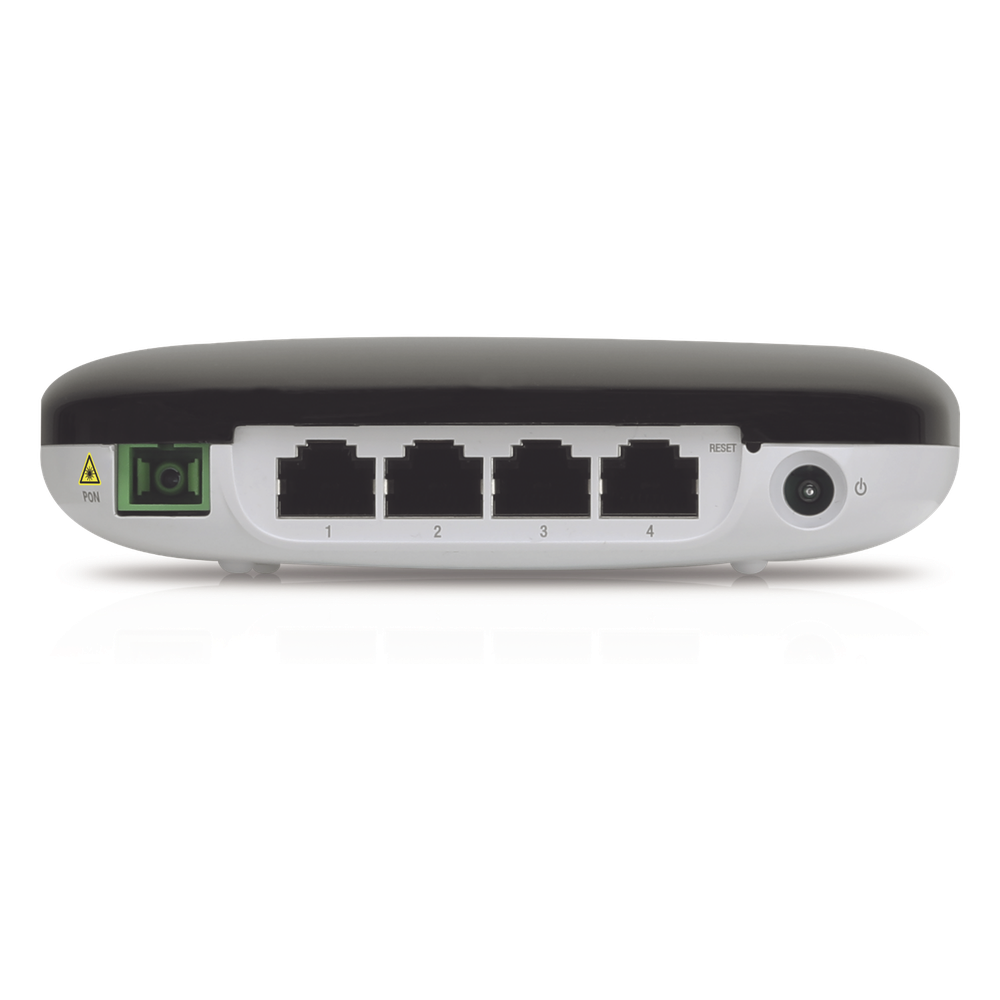 UFiber WiFi 802.11n GPON ONU, Unidad de red óptica con 1 puerto WAN GPON (SC/APC) + 4 puertos LAN Gigabit Ethernet