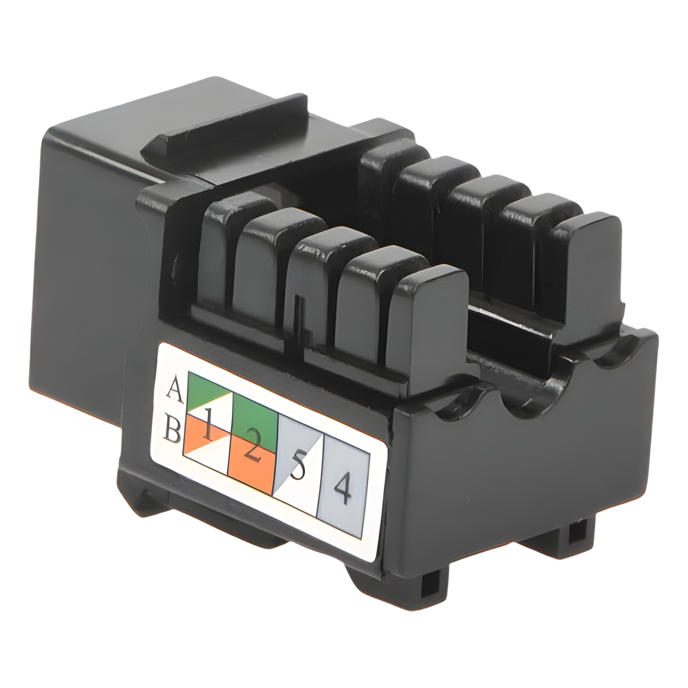 Módulo Jack Keystone Cat5e con Terminación 110 (Punchdown) para Faceplate - Color Negro