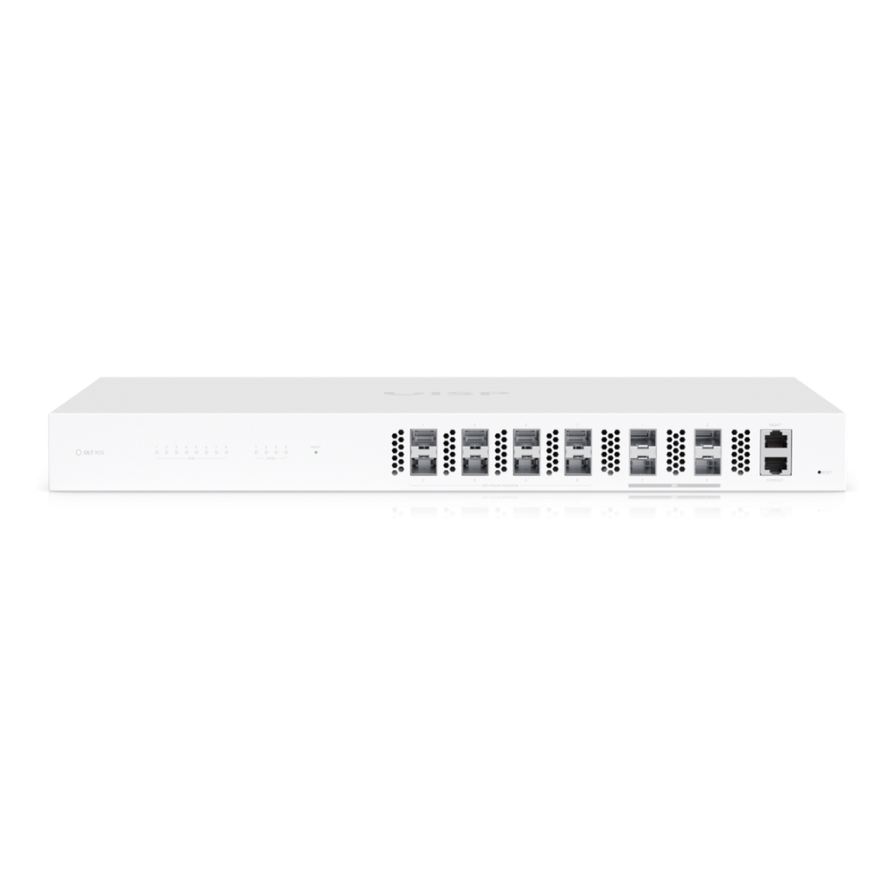 Ubiquiti UISP Fiber OLT XGS — Terminal de línea óptica (OLT) de 8 puertos, 10 Gbps de subida y bajada, capacidad para 2,000+ suscriptores