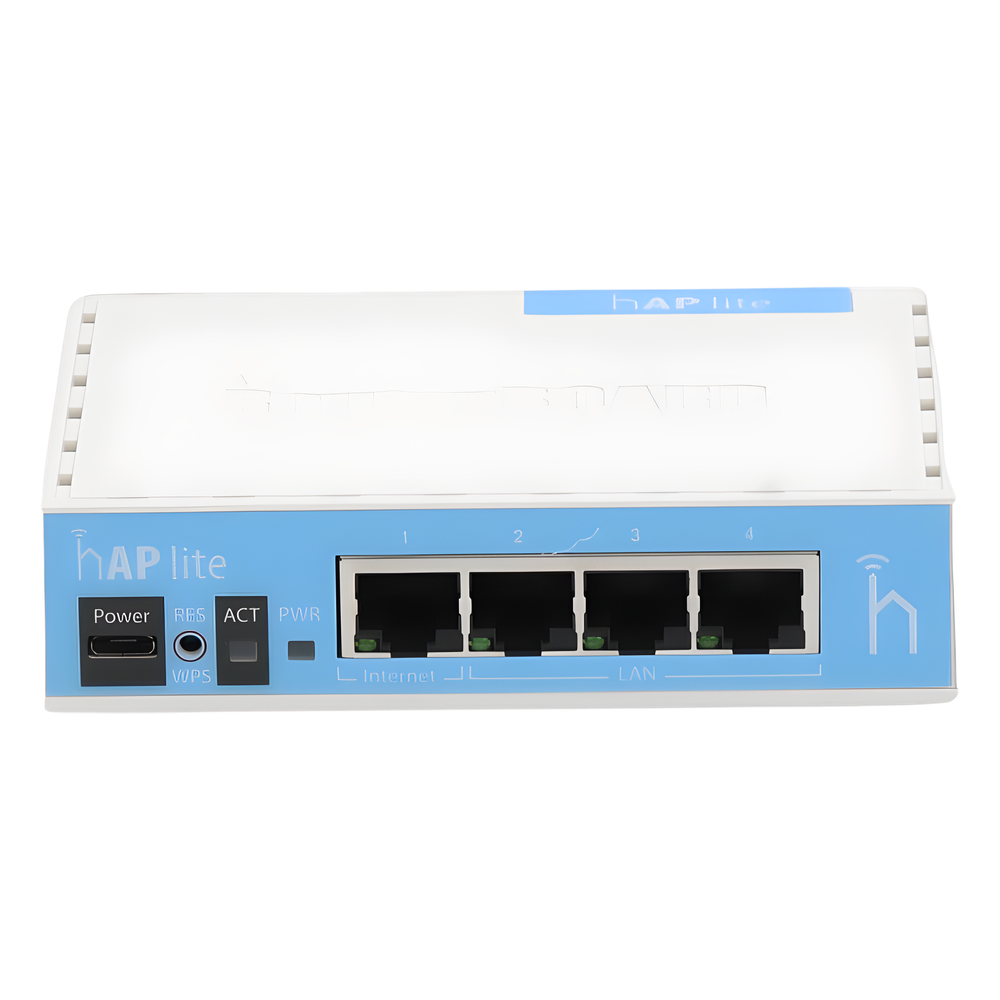 (hAP Lite) 4 Puertos Fast Ethernet y  Wi-Fi 2.4 GHz 802.11 b/g/n