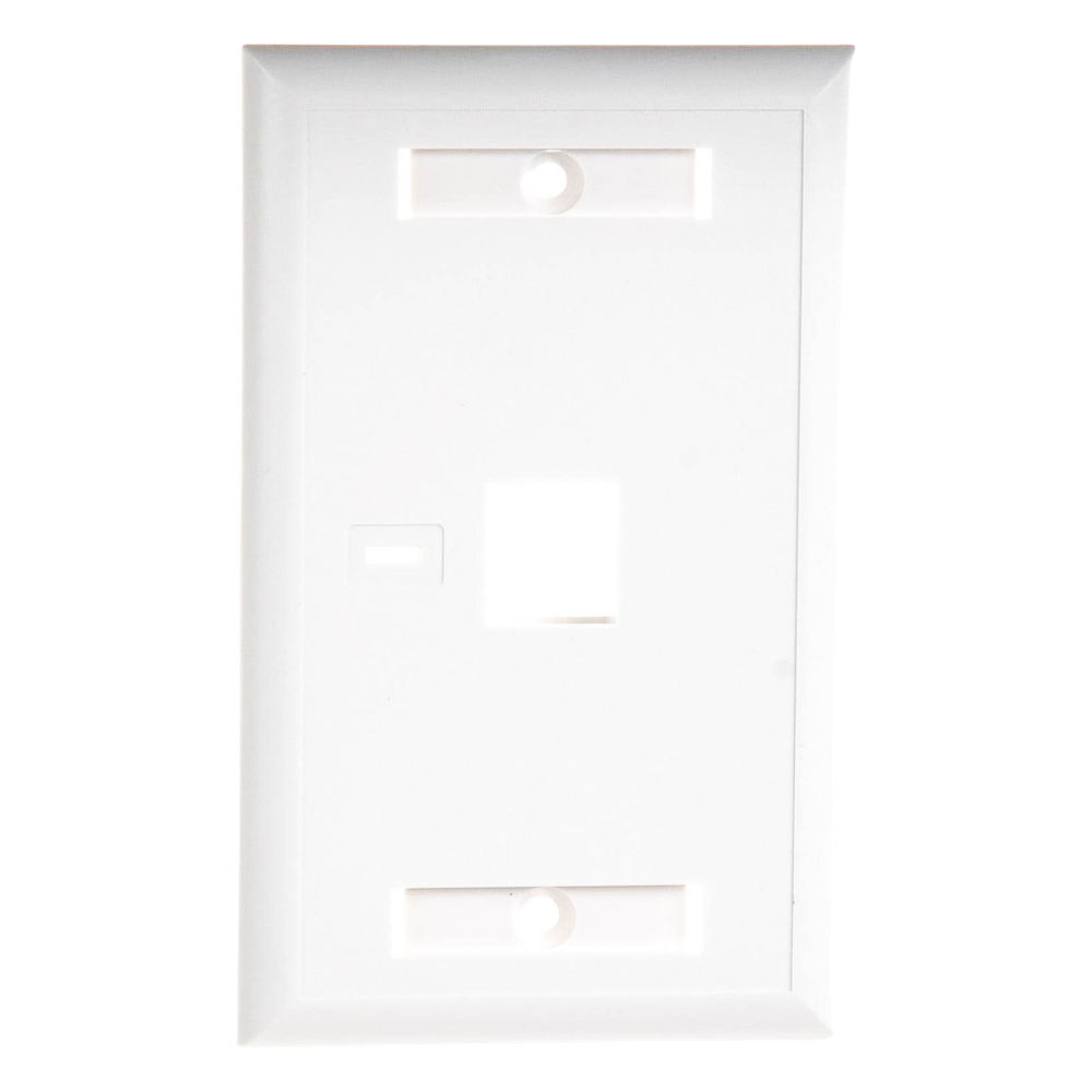 Placa de Pared de 1 Puerto, Keystone, con Espacio para Etiqueta, Color Blanco