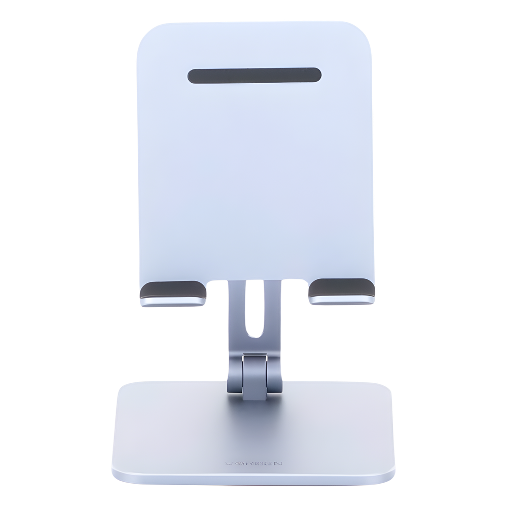 Soporte de Aluminio para IPad & Tablet | Plegable |Angulo Ajustable de 180° y 270° | Base Antideslizante | Protección  de Silicona | Amplia Compatibilidad con dispositivos de 7.9'' a 12.9'' | Aluminio Solido | Color Gris