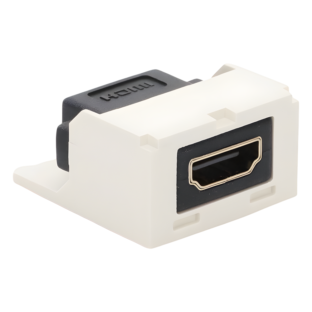 Módulo Acoplador HDMI 2.0, Hembra a Hembra Tipo-A, Categoría 2, Uso en 2 Puertos Mini-Com, Color Blanco Mate