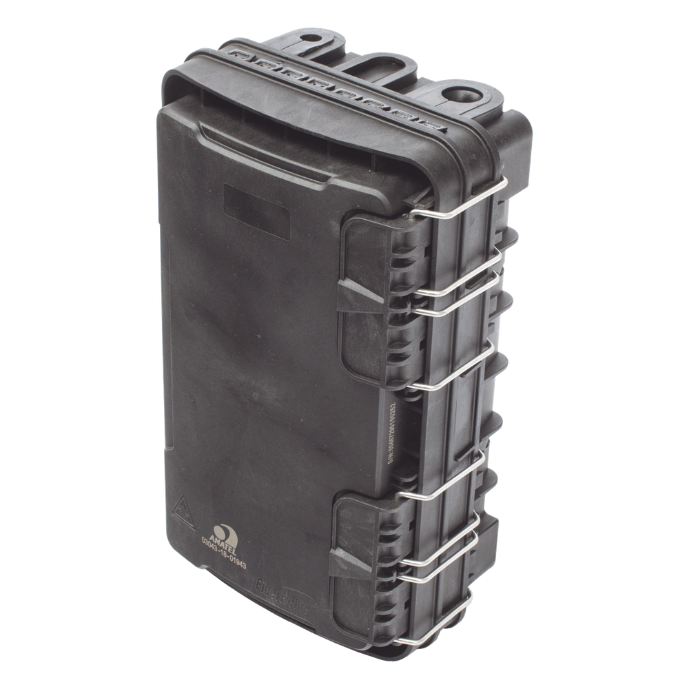 Caja de Distribución de Fibra Óptica para 24 Empalmes, con 8 acopladores SC/APC simplex, Exterior IP65, Color Negro