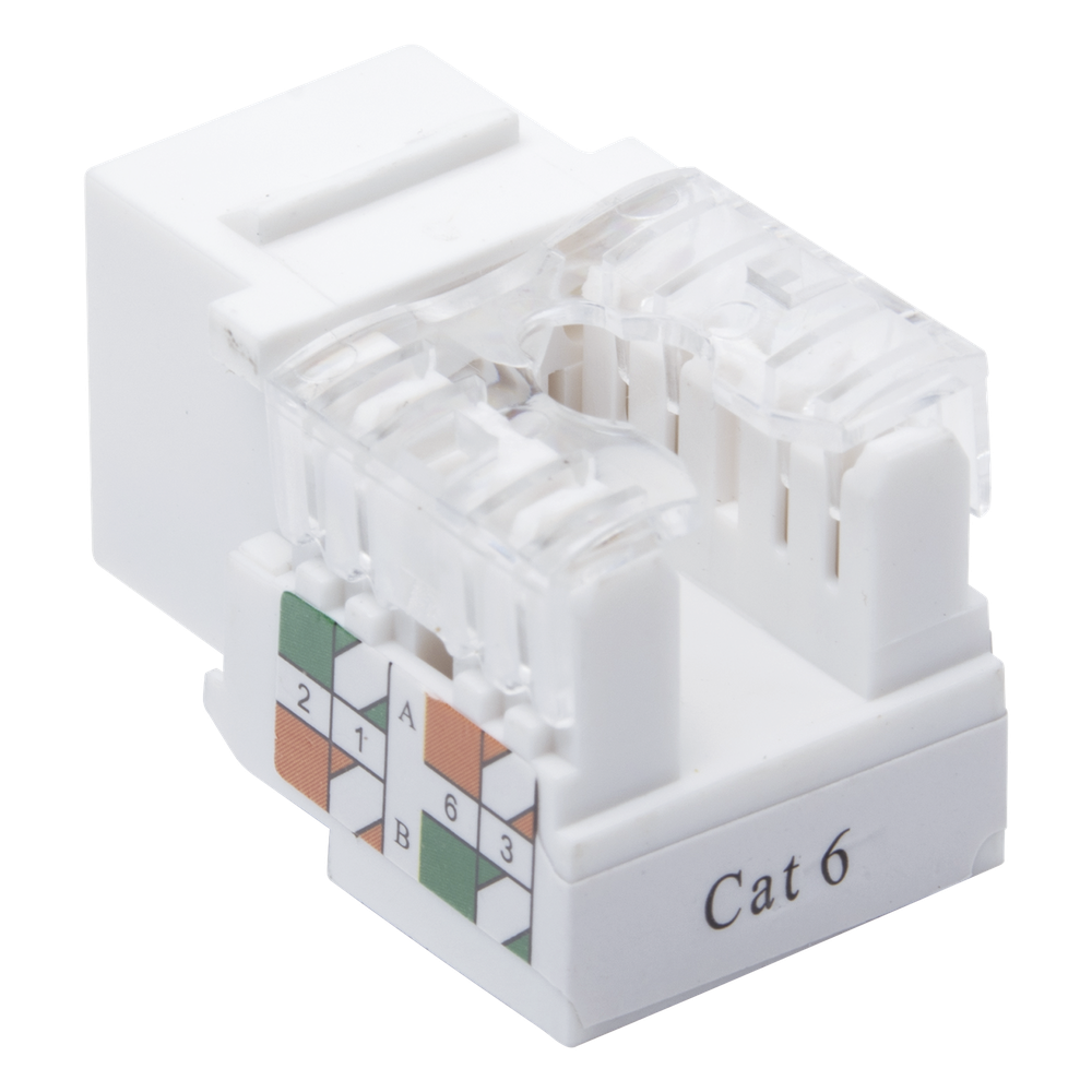 Módulo Jack Keystone Cat6 con Terminación 110 (Punchdown) para Faceplate - Color Blanco