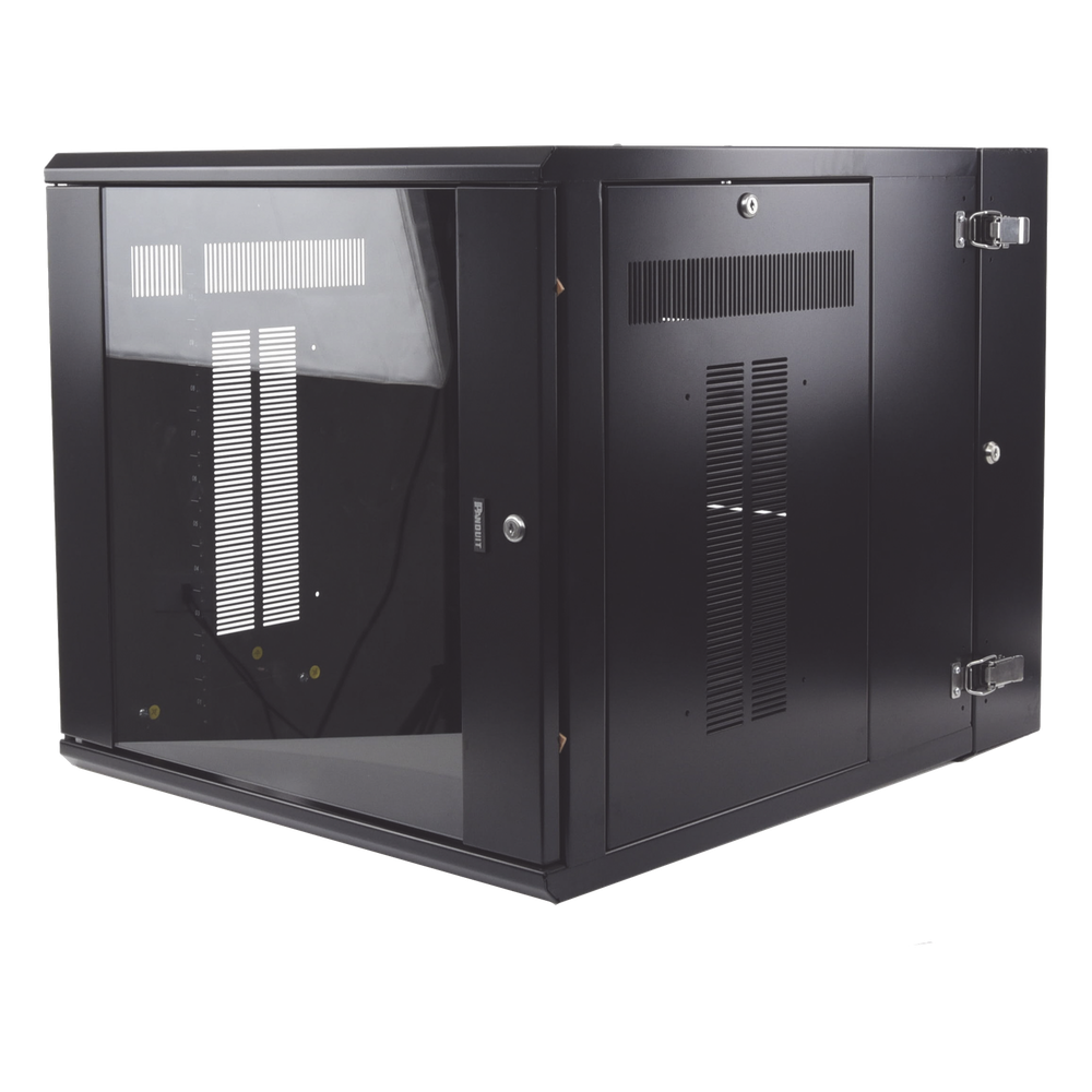 Gabinete PanZone de Montaje en Pared, de 19in, Puerta con Ventana de Seguridad, 12 UR, 762mm de Profundidad, Color Negro