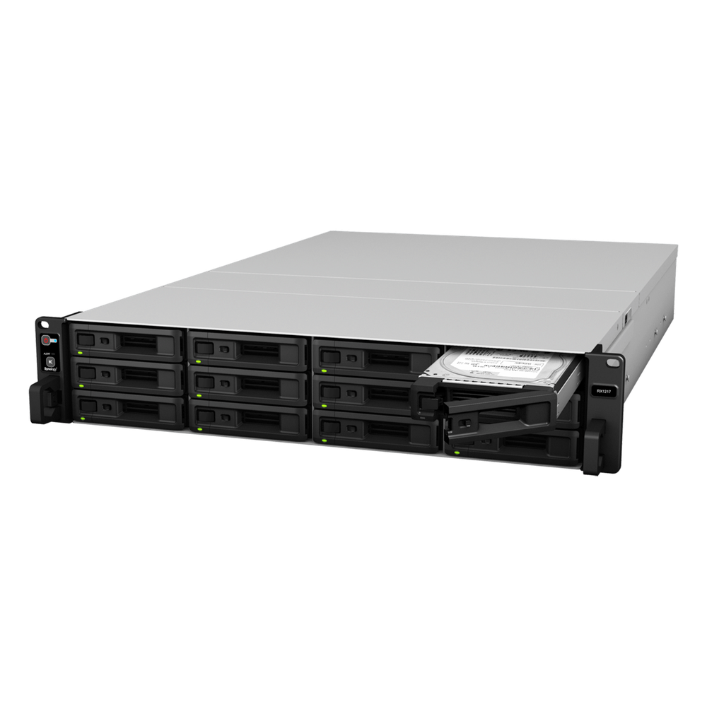 Unidad de Expansión Synology RX1217/RX1217RP | 12 Bahías de Disco | Compatible con SATA 3.5” y 2.5” | Expansión de Volumen en Línea | Fuentes de Alimentación Redundantes (RX1217RP) | Administración con