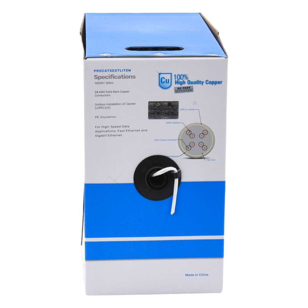 Bobina de Cable UTP Cat5e para Exterior en Color Blanco / 305 Metros (1000 Pies) / Certificada UL / Sin Blindaje