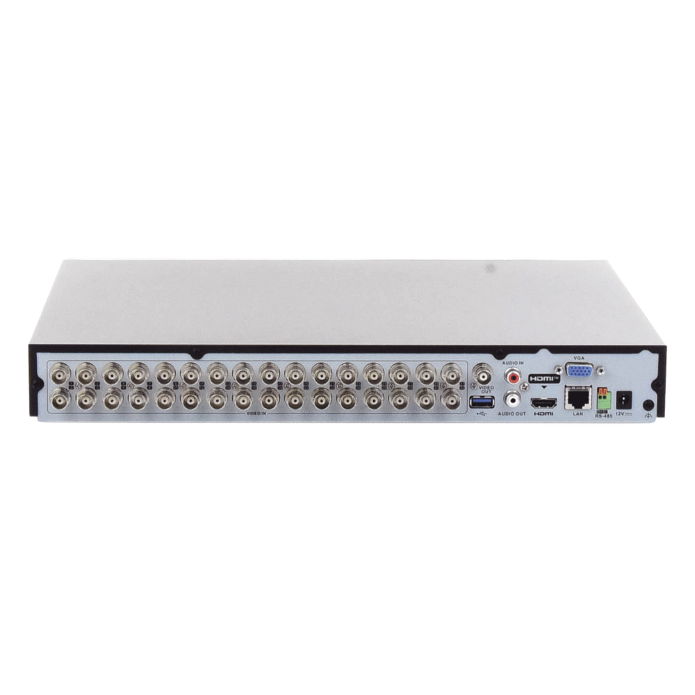 DVR 32 Canales TurboHD + 2 Canales IP / 2 Megapixel (1080p) Lite / Acusense (Evita Falsas Alarmas) / Audio por Coaxitron / H.265+ / Salida de Video en Full HD