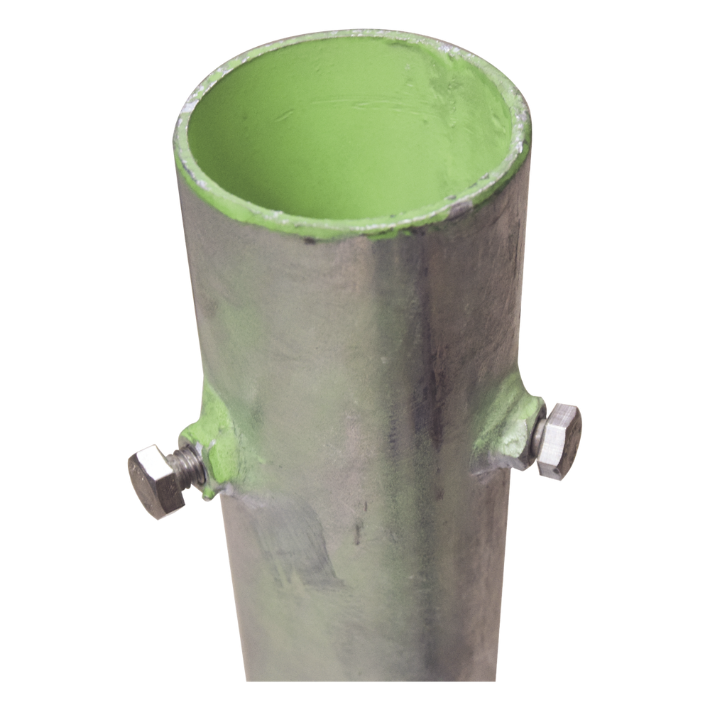 Base para Mástil Hasta 2" con Opresores, Base de 50 x 50 cm y Tubo de 80 cm Ced. 30. Galv. Inmersión.