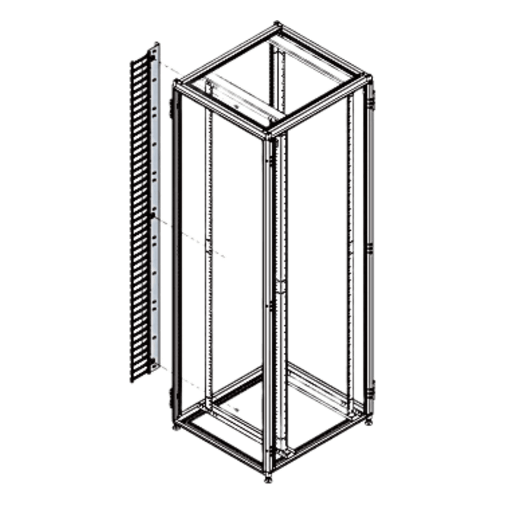 Organizador Vertical de Cables para Rack 45 UR (79 in) / Acero Negro RAL 9005 / Sección 95x208 mm (3.7x8.2 in) / Capacidad 726 Cables / Dedos cada 1.75 pulg / ProLine S1 HOFFMAN